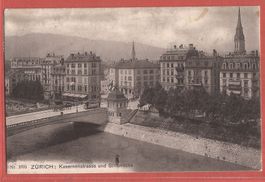 Zürich - Tram auf Sihlbrücke mit Kasernenstrasse - 1914
