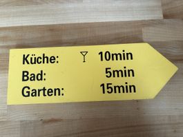 Holz Schild / Wegweiser / Küche, Bad, Garten,