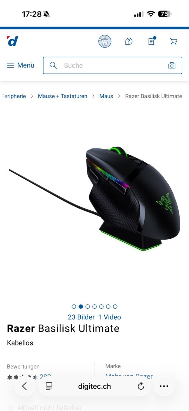 Razer Mouse: Razer Basilisk Ultimate inkl. Dock 20’000 DPI – Usato da Fislisbach venduto da dbe_fsw5 5