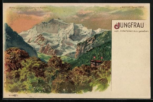 Ansichtskarten: Litho Interlaken, Jungfrau mit Nachthimm – Gebraucht aus Berlin von bartko-reher