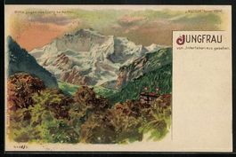 Litho Interlaken, Jungfrau mit Nachthimm