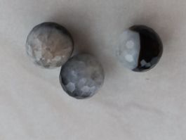 3 Stk Achat /Kristall schwarz weiss 19,5mm facettiert