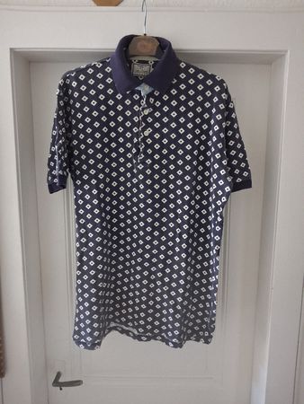 Vintage 90er Polo-Shirt Gr. L dunkelblau mit Rautenmuster, 