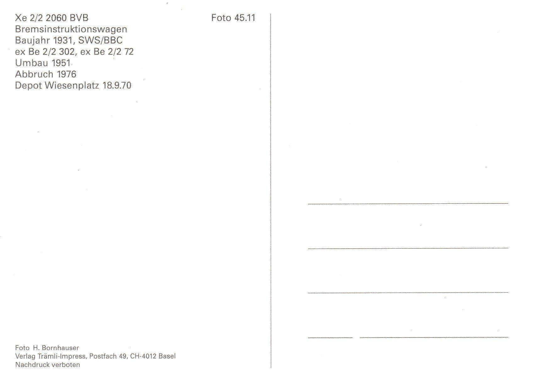 Cartoline postali: Strassenbahn Basel BVB Xe 2/2 2060 – Nuovo e nell'imballaggio originale da Ettingen venduto da Pantograph163 1
