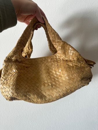 Sac Francesco Biasia vintage en cuir tressé beige