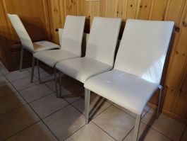 4 Stuhl-Set Esszimmerstühle Lederoptik Weiss - Top Zustand