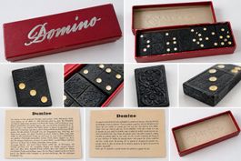 Vintage Domino Spiel – 28 Steine – Originalschachtel & Anl.