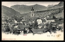 AK Chur, Teilansicht mit Kirche