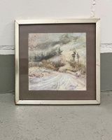 Pastellzeichnung Landschaft eingerahmt 21 x 21 cm - original