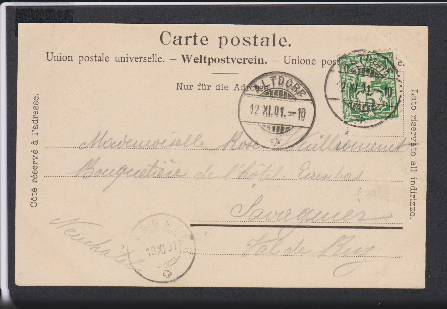 Cartoline postali: Altdorf  UR   -   alte Ansichtskarte  gestempelt 1901 – Usato da Vitznau venduto da Ropaku 1