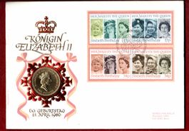 Numisbrief 1986 – 60.Geburtstag der Queen mit £2‑Gedenkmünze