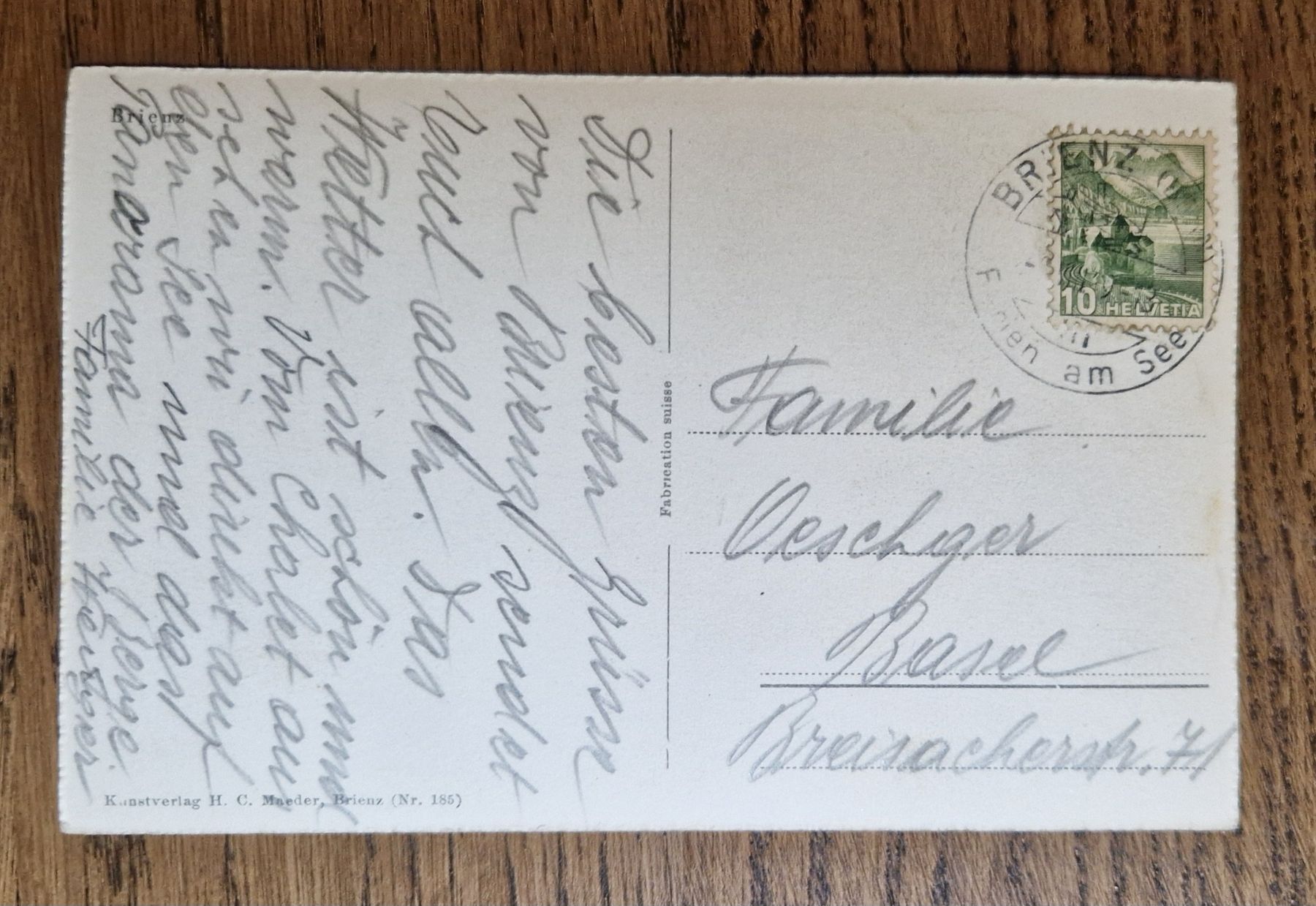 Ansichtskarten: Brienz 1949 – Gebraucht aus Ebikon von Donar50 1