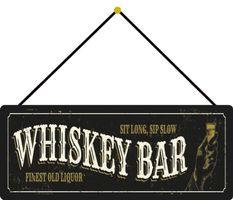Blech-Hängeschild-WHISKEY BAR m. Kordel