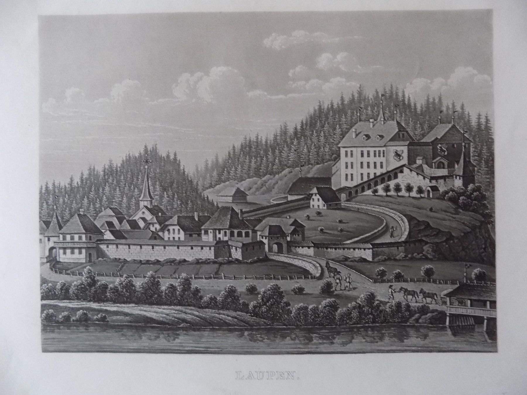 Incisioni: Laupen Schloss Kanton Bern – Usato da Risch venduto da Antikfee 1