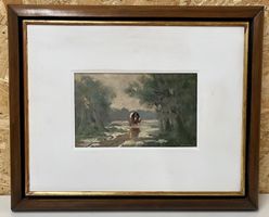 Kutsche im Wald signiert A. Barbieri       (ID M66)
