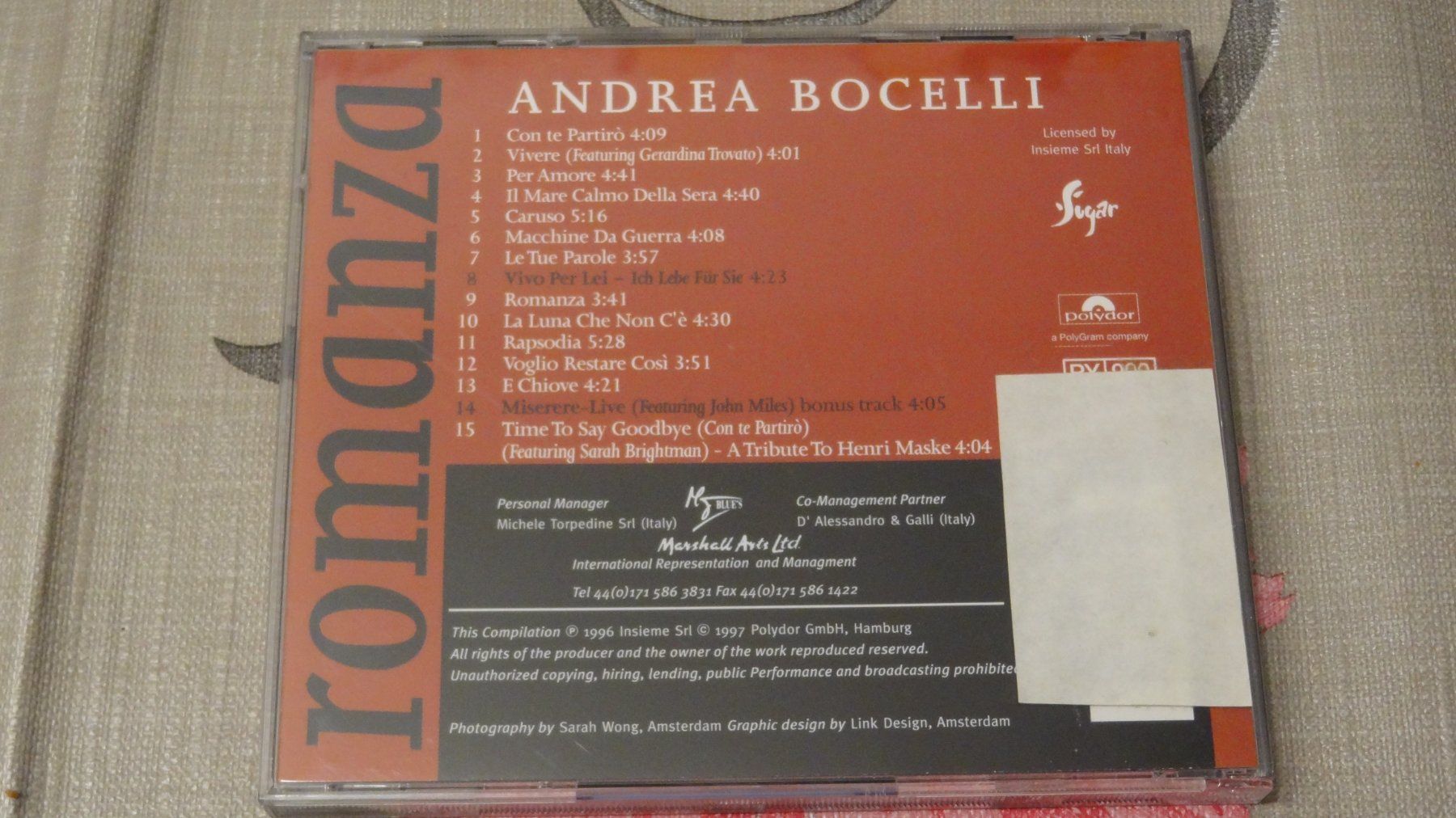 CD: Andrea Bocelli - Romanza CD – Usato da Olten venduto da Disc-Ausverkauf 1