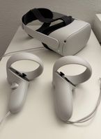Meta Quest 2 VR Headset mit Controllern weiss guter Zustand