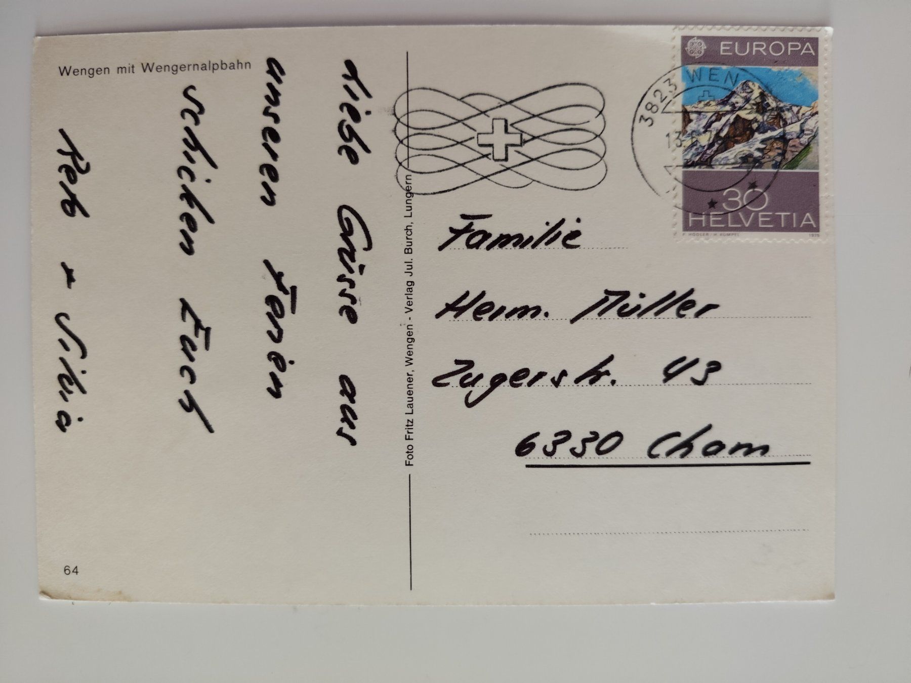 Cartoline postali: Wengen mit Wengernalpbahn dat. 1976 Wengen – Usato da Ohmstal venduto da Lebensfreude05 1