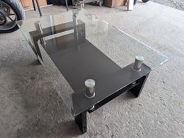 Couchtisch Glas schwarz mit Ablage