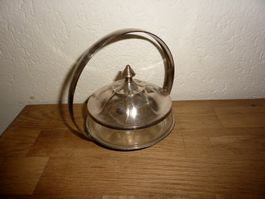 Glasschale Silberträger und Silberdeckel Durchmesser 11cm