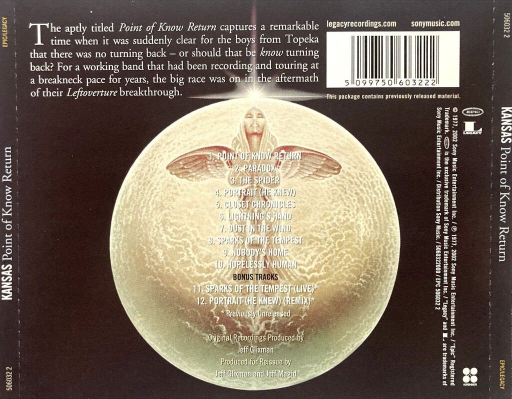 CD: KANSAS - POINT OF KNOW RETURN – Usato da Bottens venduto da hotter-than-hell 1