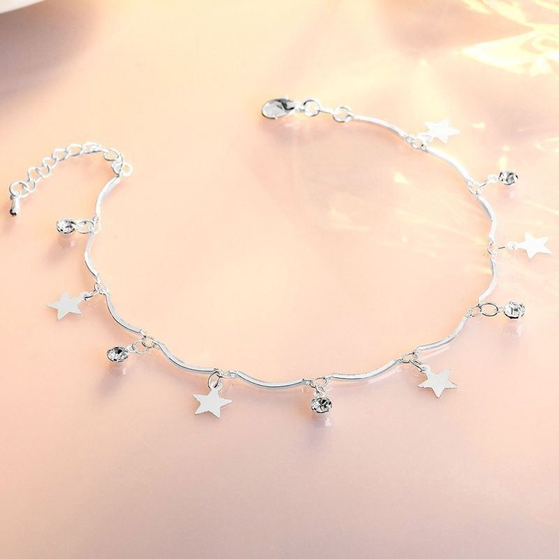 Armbänder & -reifen: silber fusskette mit sternen und stein – Neu und originalverpackt aus St. Gallen von yatoot26 2