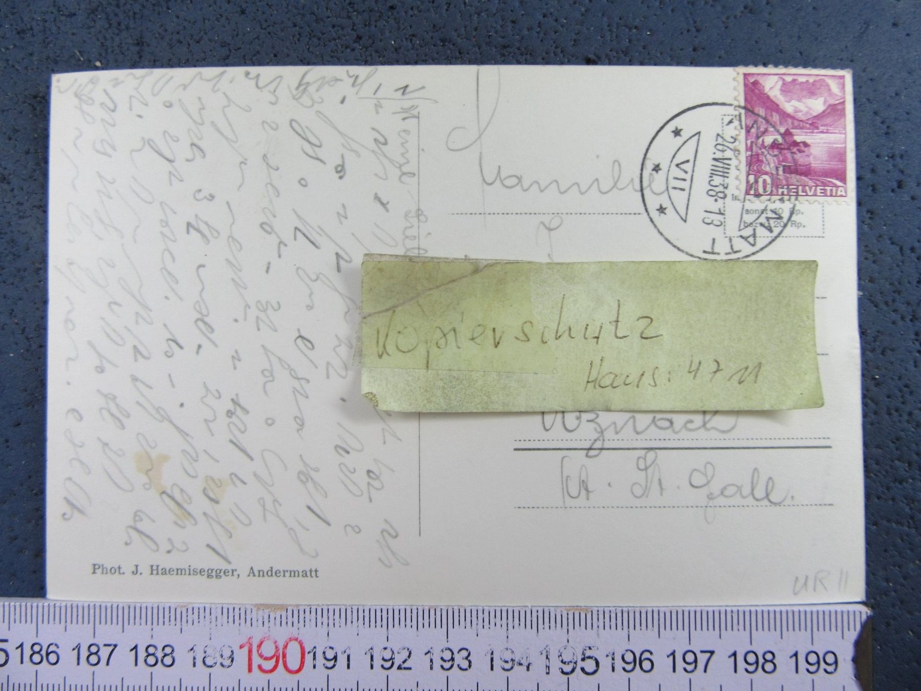 Ansichtskarten: SCHÖLLENEN 1938 BEI ANDERMATT URI AK LUFTBILD – Gebraucht aus Ettingen von Hausi4711 3