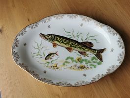 Servierplatte Fischmotiv Porzellan Limoges Nankin 37x26 cm