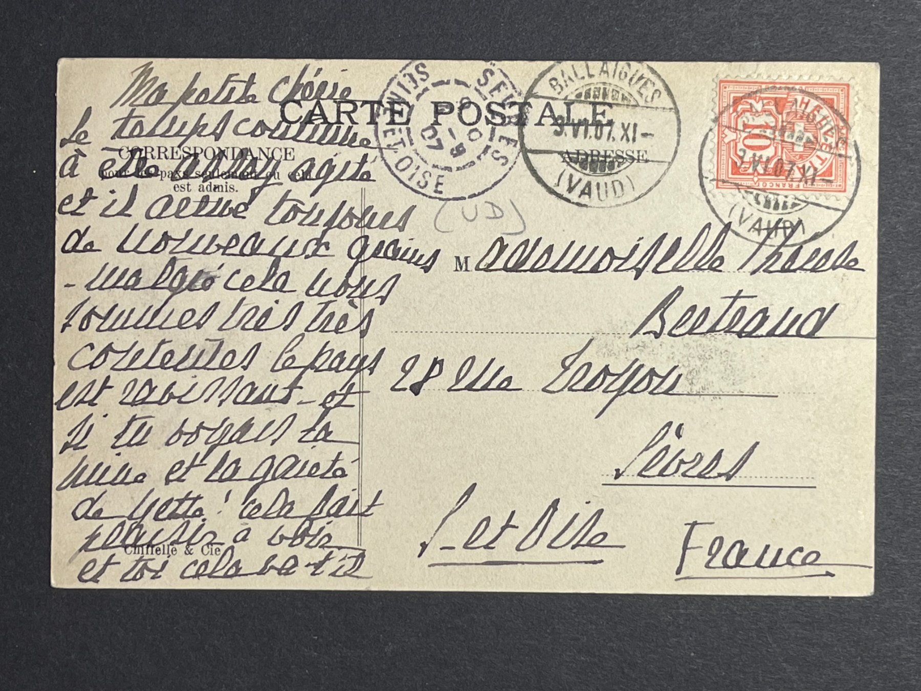 Cartoline postali: Ballaigues - Vaud - 1907 – Usato da Steg VS venduto da _vinci_ 1