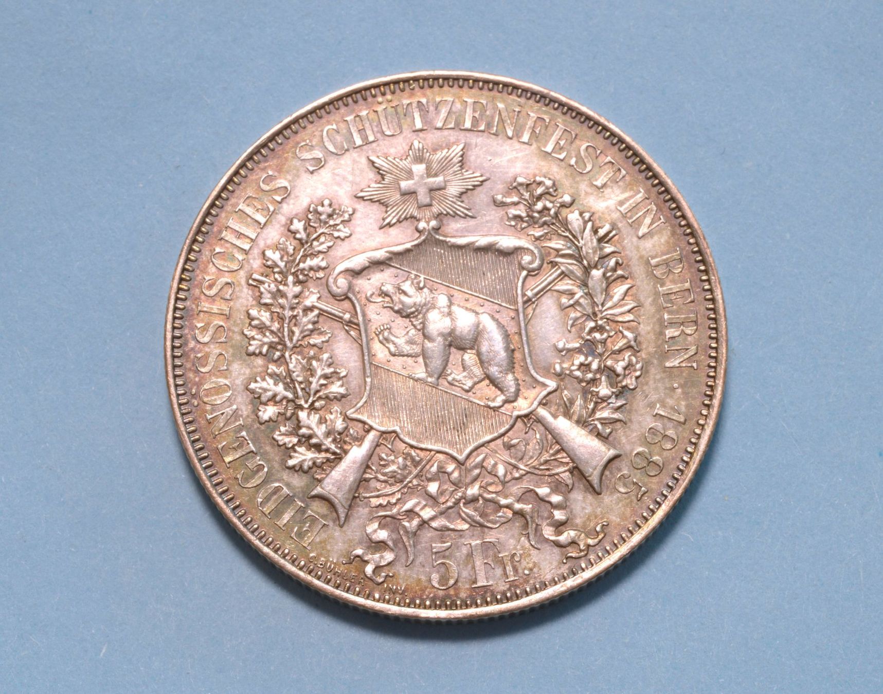 Tutti le monete: Schützentaler 5 Franken 1885  Bern – Usato da Oberglatt ZH venduto da dil_85sh 3