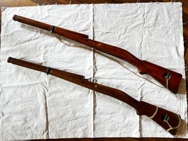 2x Schafte Ord. 1931 für Karabiner 31, Nussbaum