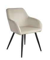 Stuhl Marilyn Samtoptik, creme, Stuhlbeine schwarz