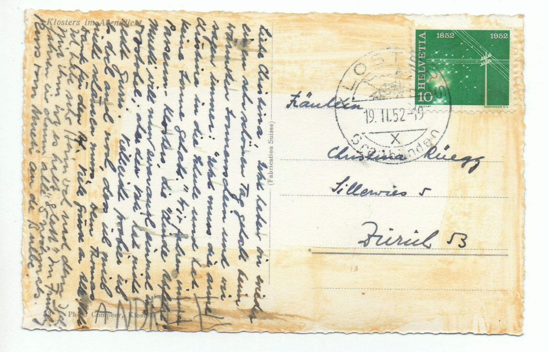Cartoline postali: KLOSTERS im Abendlicht – Usato da Jona venduto da philajona 1