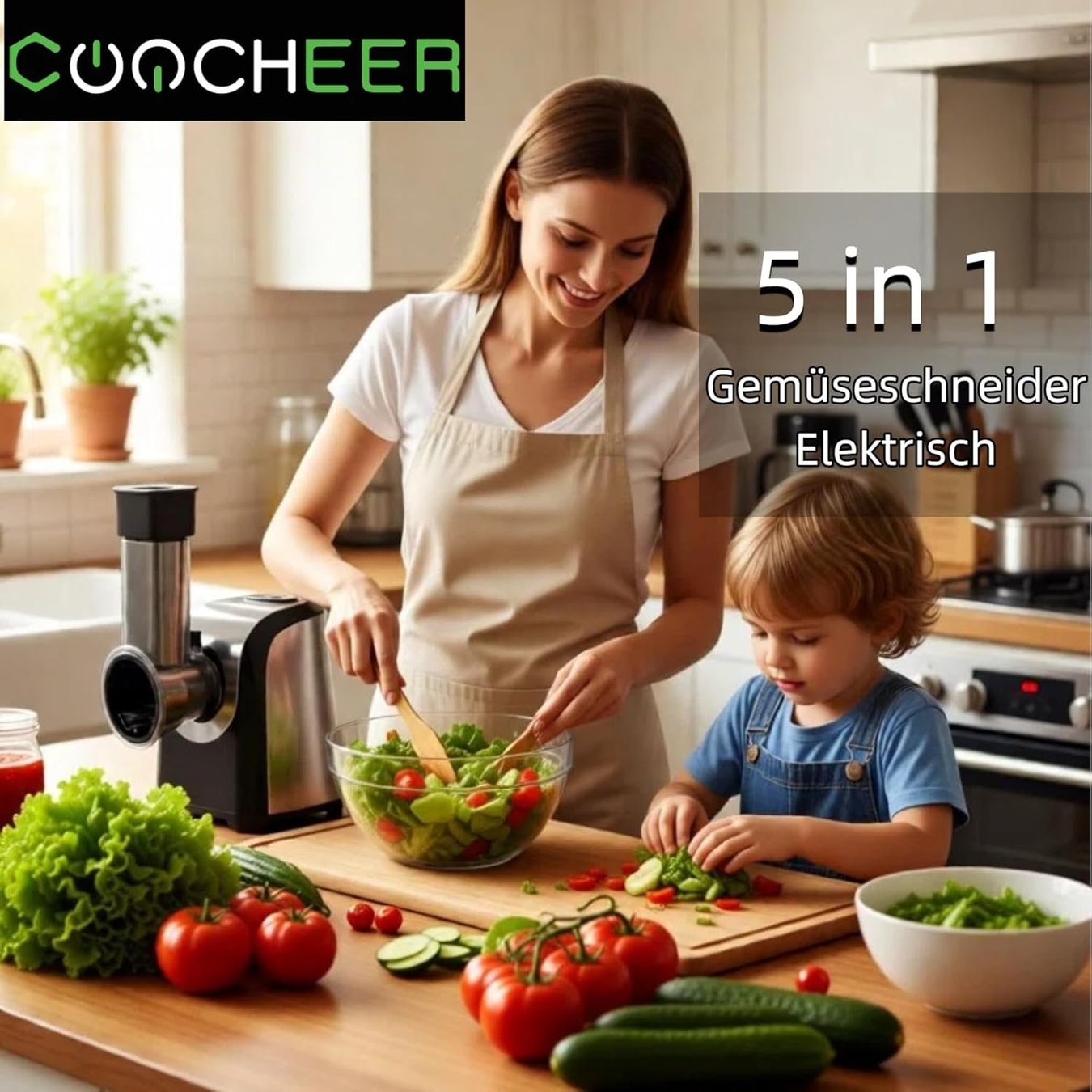 Appareils de cuisine: Elektrischer Gemüseschneider mit 5 Schneideeinsätzen – Neuf avec emballage d'origine à St. Gallen par sch_zsz7 1