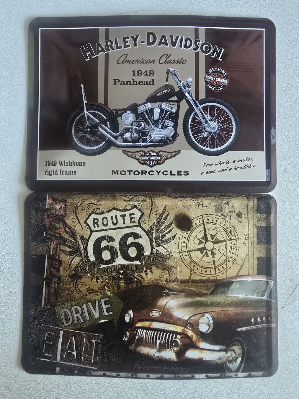 Harley-Davidson Insegne: 2x Nostalgic-Art Metall Postkarten Harley Davidson & Route66 – Nuovo (secondo la descrizione) da Pfäffikon SZ venduto da gmw_8nk9