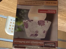 Melinera Glaslampe mit Duftkerze - Rosenmotiv, Neu!