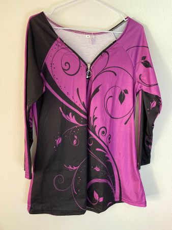 BLUSENKLEID LILA-SCHWARZ-DAMEN