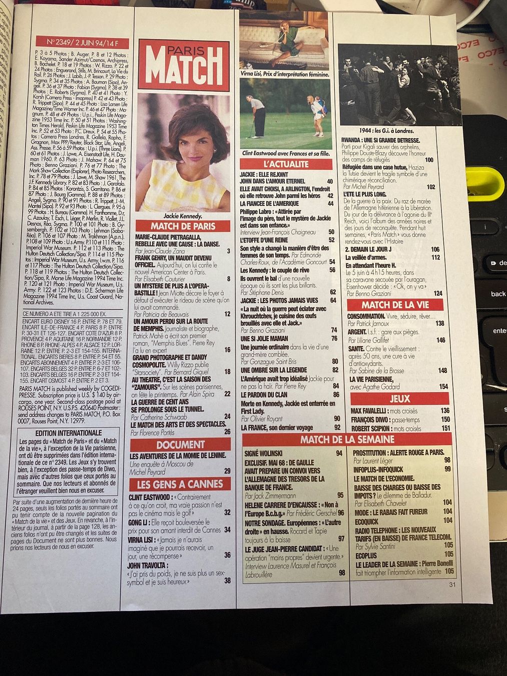 Riviste & Magazine: Paris Match - 1994 - Jackie Kennedy – Usato da Le Brassus venduto da cinema13 1