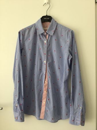 ROBERT FRIEDMAN BLUSE GR. S kariert mit Schmetterlingen