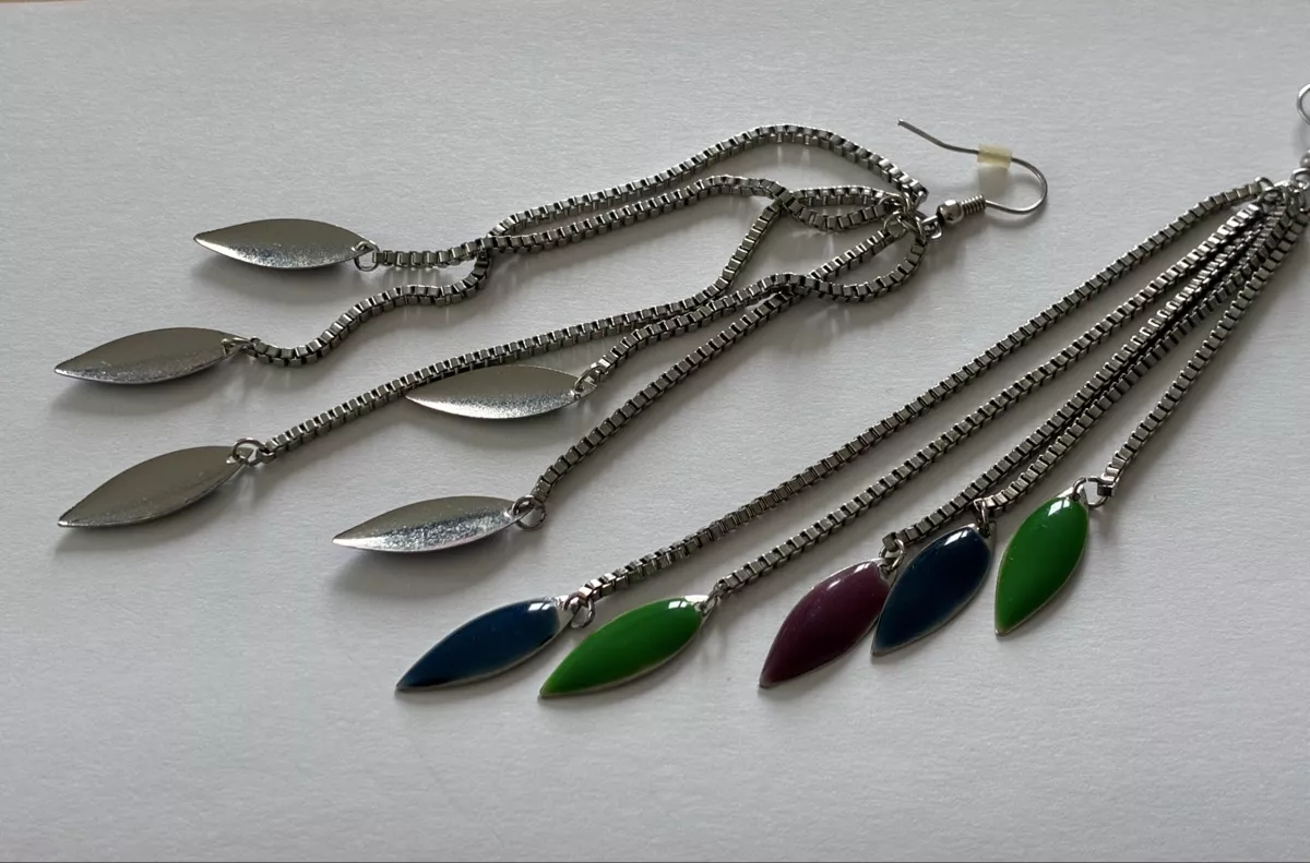 Orecchini pendenti & Orecchini a lobo: Long dangle earrings multi-colored – Usato da Basel venduto da cat_sq5m 5