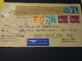 27.I.50.,NEUCHATEL NACH NEW YORK;LUFTPOST; FRONTBLATT