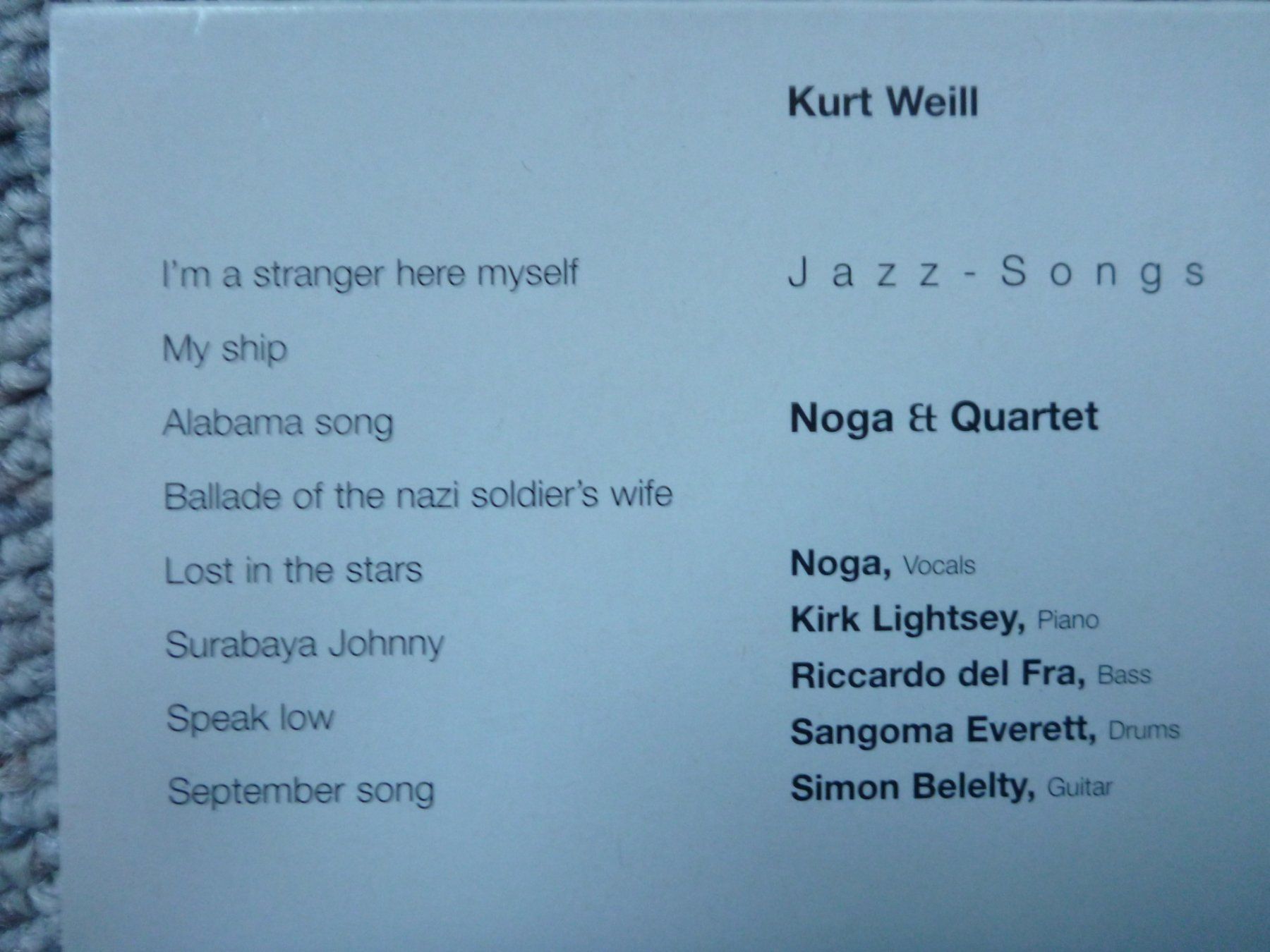 CD: Kurt Weill - Jazz-Songs – Usato da Sils im Domleschg venduto da Foeniculum 2