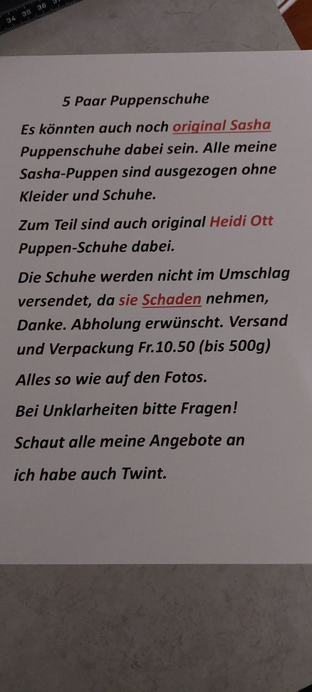 Sasha Morgenthaler Puppen: 5Paar Puppenschuhe  – Gebraucht aus Muri AG von nindo1 1