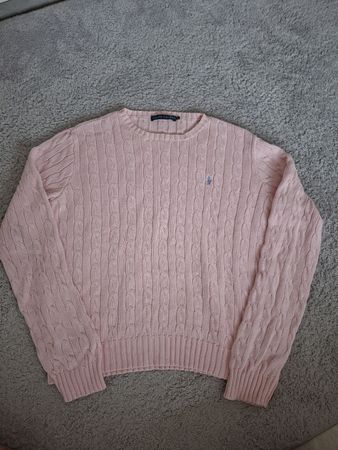 Pull Ralph Lauren torsadé rose taille XL femme