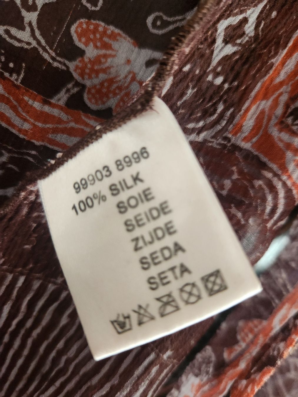 Foulards & écharpes: Écharpe 100% Soie fleuri brun orange franges  – D'occasion à Niedergösgen par Eva2410 4
