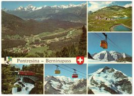 Pontresina - 6 Bild AK Berninapass