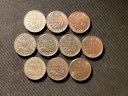 Lot 10x 1 Franc France