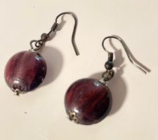 Elegante Ohrringe, Glas Perlen, Violett