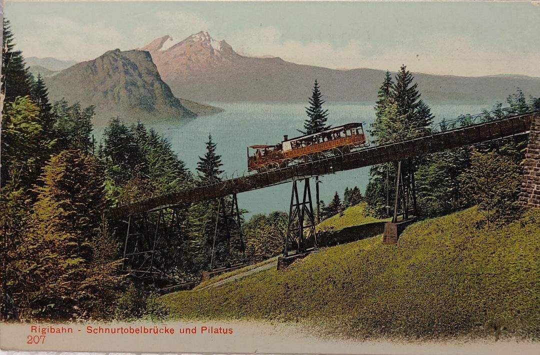Ansichtskarten: RIGIBAHN - Schnurtobelbrücke & Pilatus – Gebraucht aus Delémont von Domdom1