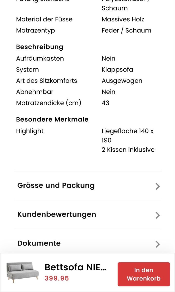 Conforama Sofas: gratis Bettsofa NIELS Polyester  – D'occasion à Chur par lululemooon 5